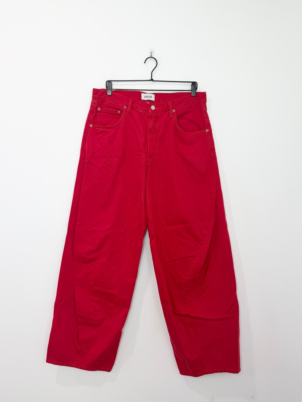 Agolde Twist Wide Barrel Leg Jean in Tomato Red NWOT Size 30 - Picture 3 of 10